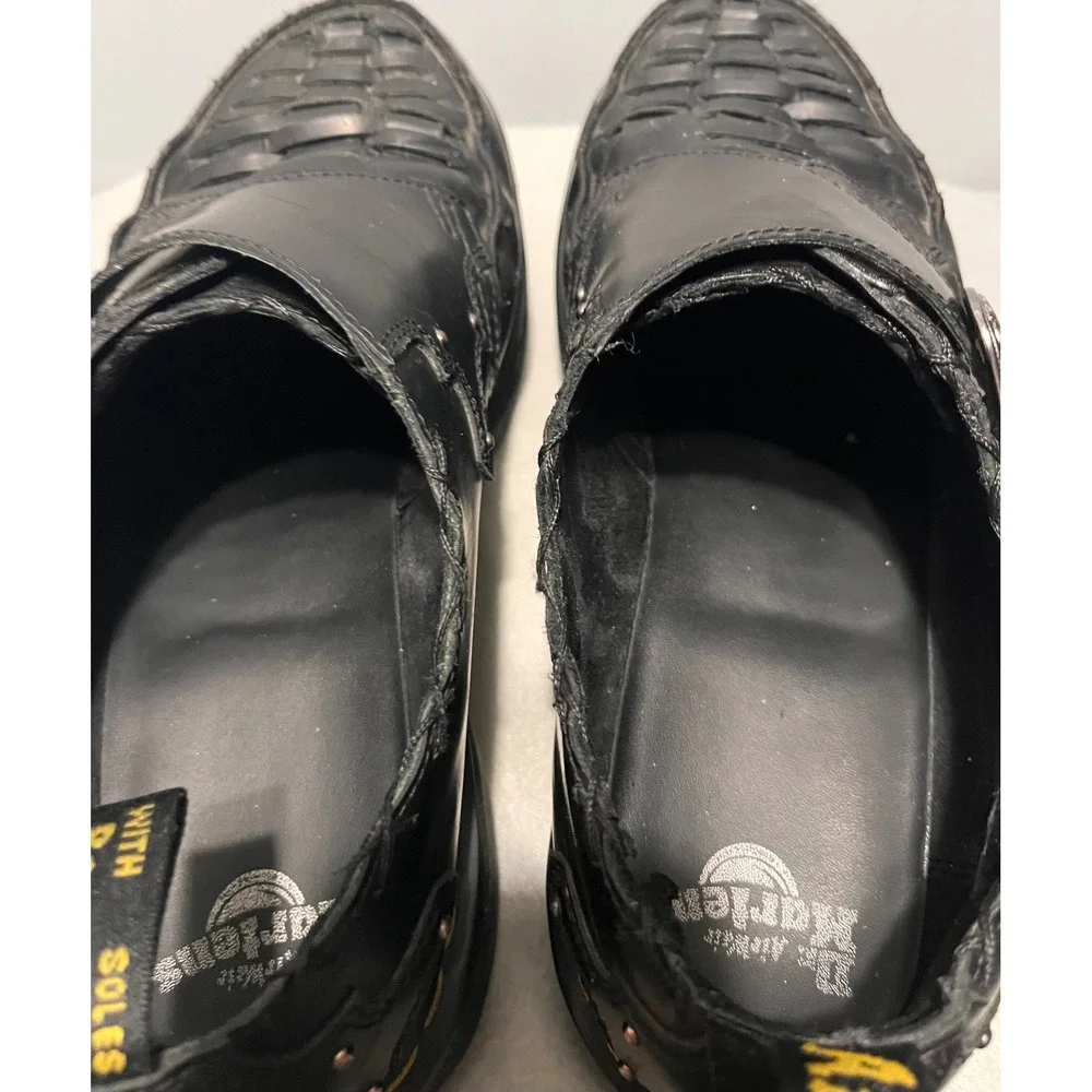 Dr. Martens Mens Ramsey Quad Monk Black Leather Woven Platform Shoes Sz 13